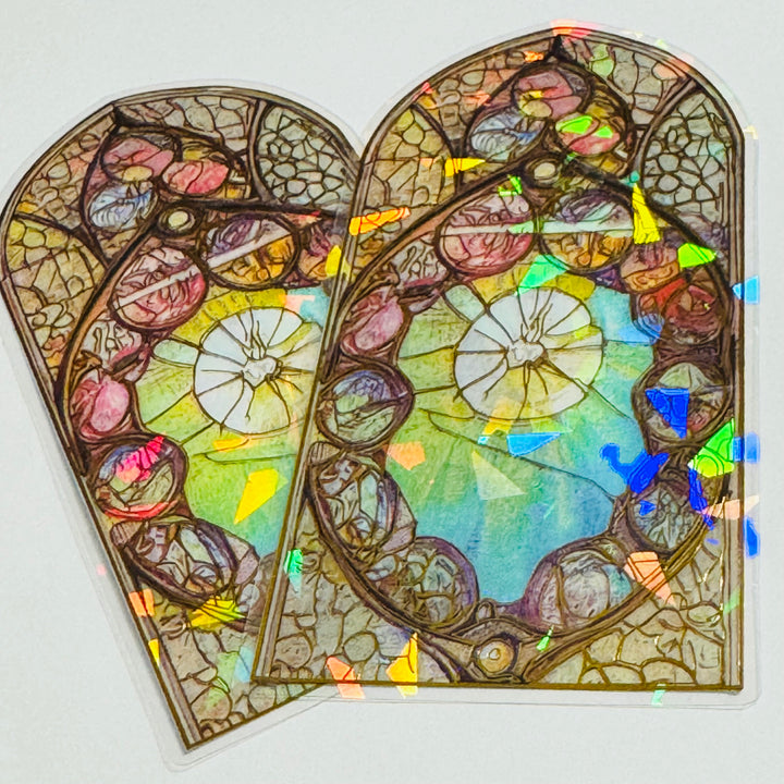 CATHEDRAL GILDED FLOWERS STAINED Glass Windows Gold Foil Peelable Stickers ~ 10 Large Stickers ~ 60-120mm