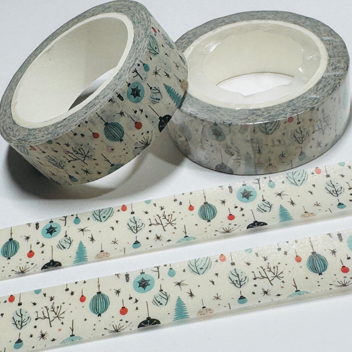 RETRO DANGLING ORNAMENTS & ARTIFICIAL TREES Washi Tape ~ 1 Roll ~ 15mm x 10m (33 Feet)