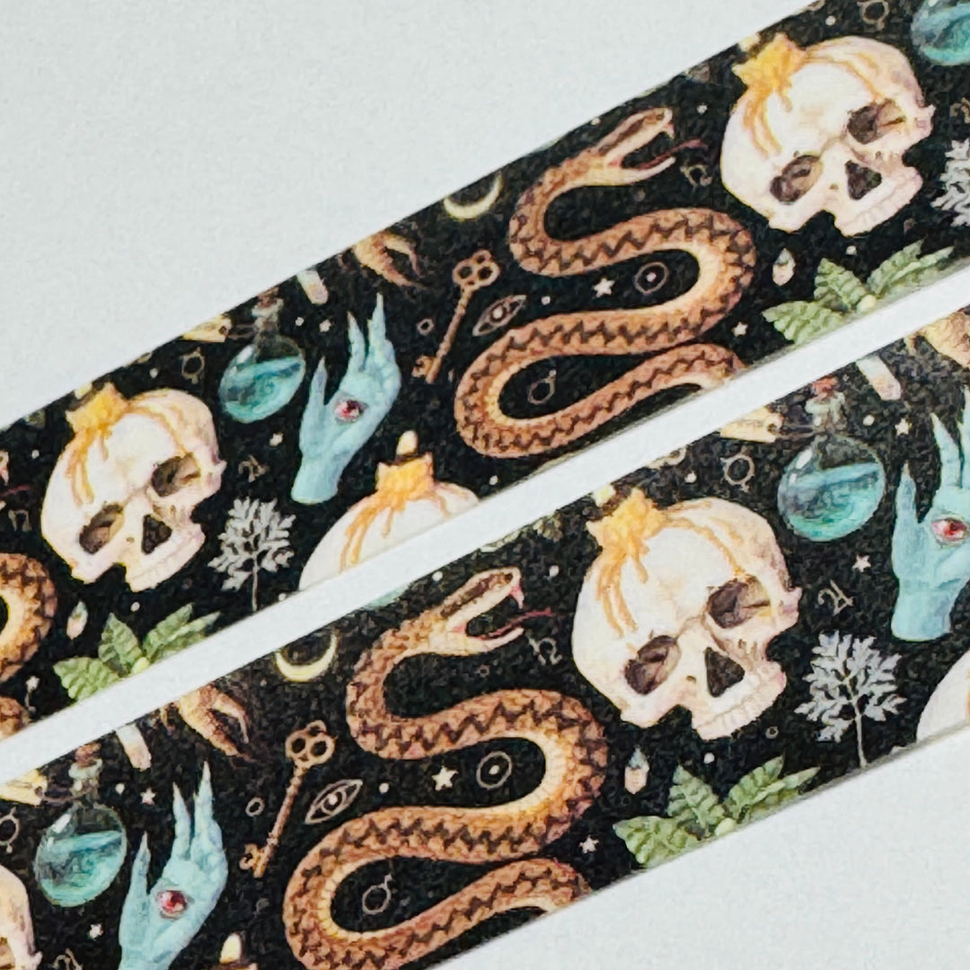 SERPENTS And SKULLS Halloween Washi Tape ~ 1 Roll ~ 15mm x 10m (33 Feet)
