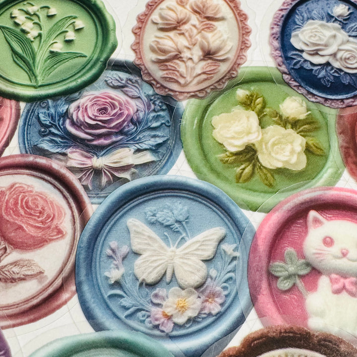 FAUX EMBOSSED SEALING WAX Peelable Stickers  ~ 50 Pieces ~ Each Sticker is 2 Inches