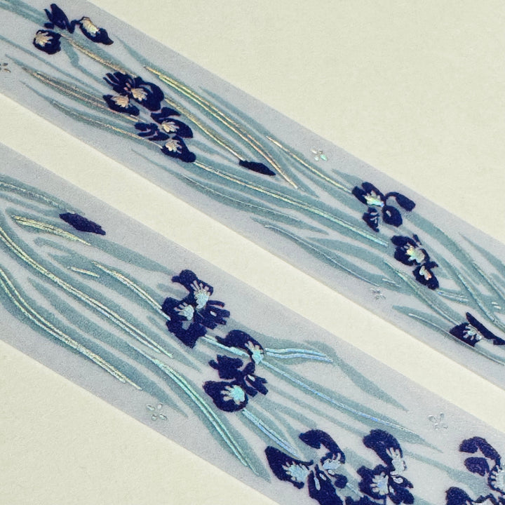 IRISES SWAYING In The Wind Silver Foil Washi Tape Designed By BGM ~ 1 Roll ~ 20mm x 5m (16 Feet)