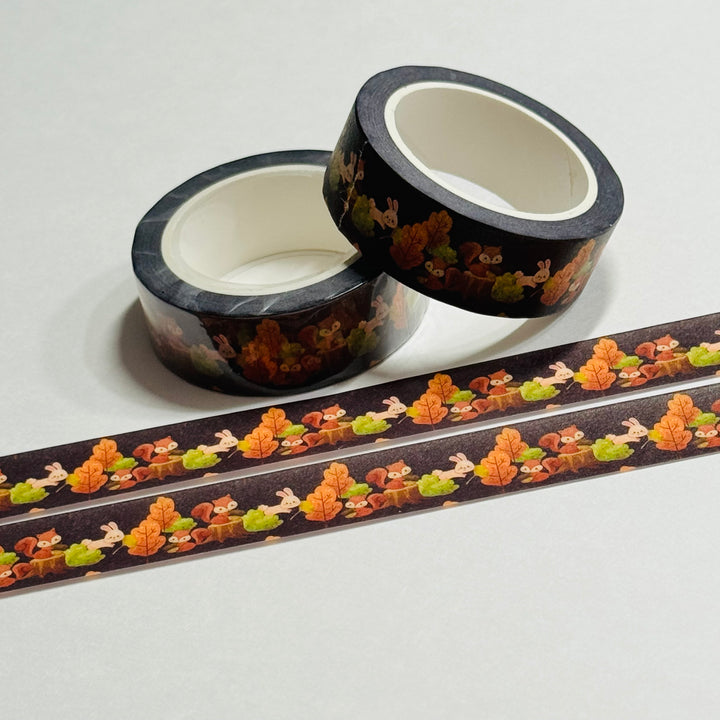 SQUIRRELS & RABBITS AUTUMN PLAYGROUND Washi Tape ~ 1 Roll ~ 15mm x 10m (33 Feet)