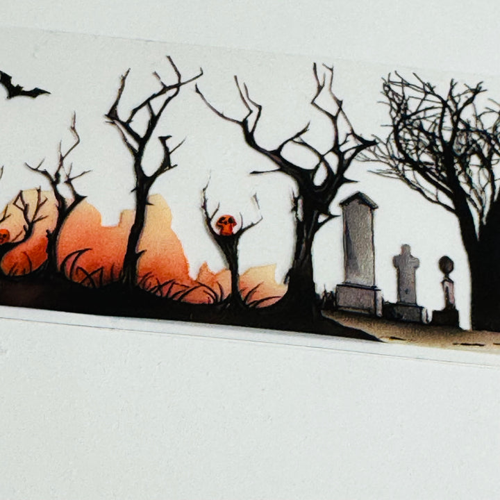 CINEMATIC HAUNTED GRAVEYARD Halloween PET Washi Tape ~ 1 Roll ~ 40mm x 2m (7 Feet)
