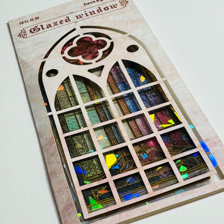 CATHEDRAL ROSE STAINED Glass Windows Gold Foil Peelable Stickers ~ 10 Large Stickers ~ 60-120mm