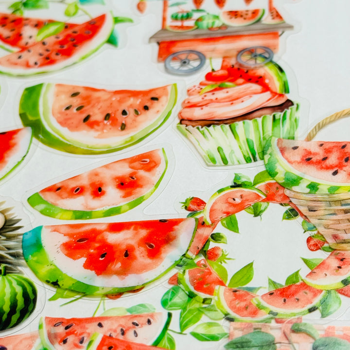 WATERMELON DELIGHT PANDA & HEDGEHOG FAVORITES Peelable Stickers  ~ 40 Pieces ~ Each Sticker is 25-45mm