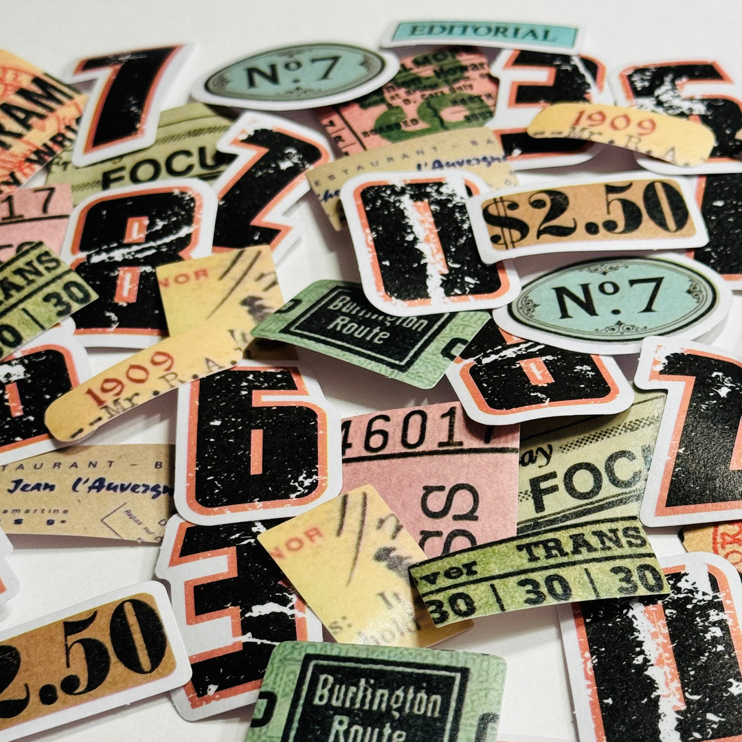 ALTERNATIVE GRUNGE MANUSCRIPT FRAGMENTS  Peelable Stickers  ~ 46 Stickers ~ 40mm Each