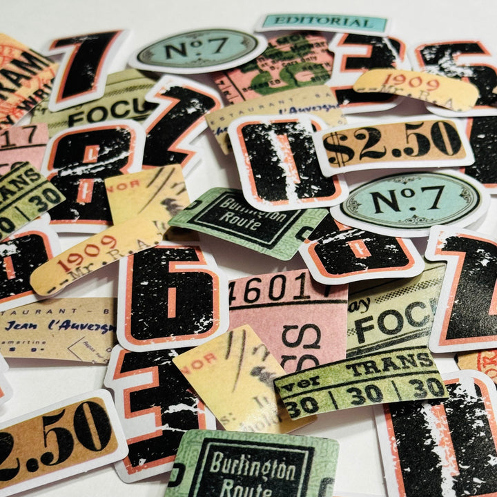 ALTERNATIVE GRUNGE MANUSCRIPT FRAGMENTS  Peelable Stickers  ~ 46 Stickers ~ 40mm Each