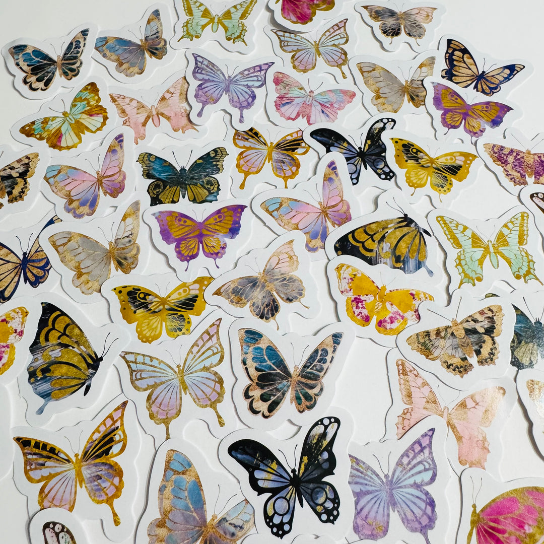 GUILDED AGE Of BUTTERFLIES Peelable Stickers  ~ 46 Pieces ~ Each Sticker is 38mm