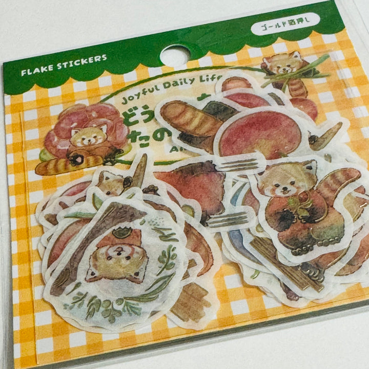 RAMBUNCTIOUS RED PANDAS Gold Foil World Craft Sticker Flakes ~ 30 Pieces ~ 10 Designs (3 Each Design)