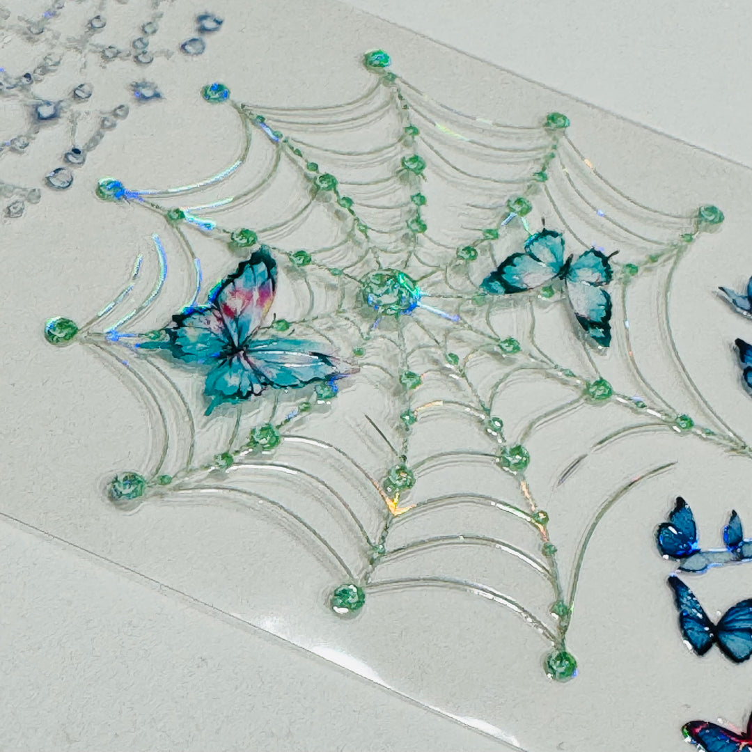 IRRIDESCENT BLUE BUTTERFLY SPIDERWEBS Halloween PET Washi Tape ~ 1 Roll ~ 50mm x 2m (7 Feet) (Copy)