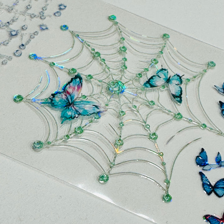 IRRIDESCENT BLUE BUTTERFLY SPIDERWEBS Halloween PET Washi Tape ~ 1 Roll ~ 50mm x 2m (7 Feet) (Copy)