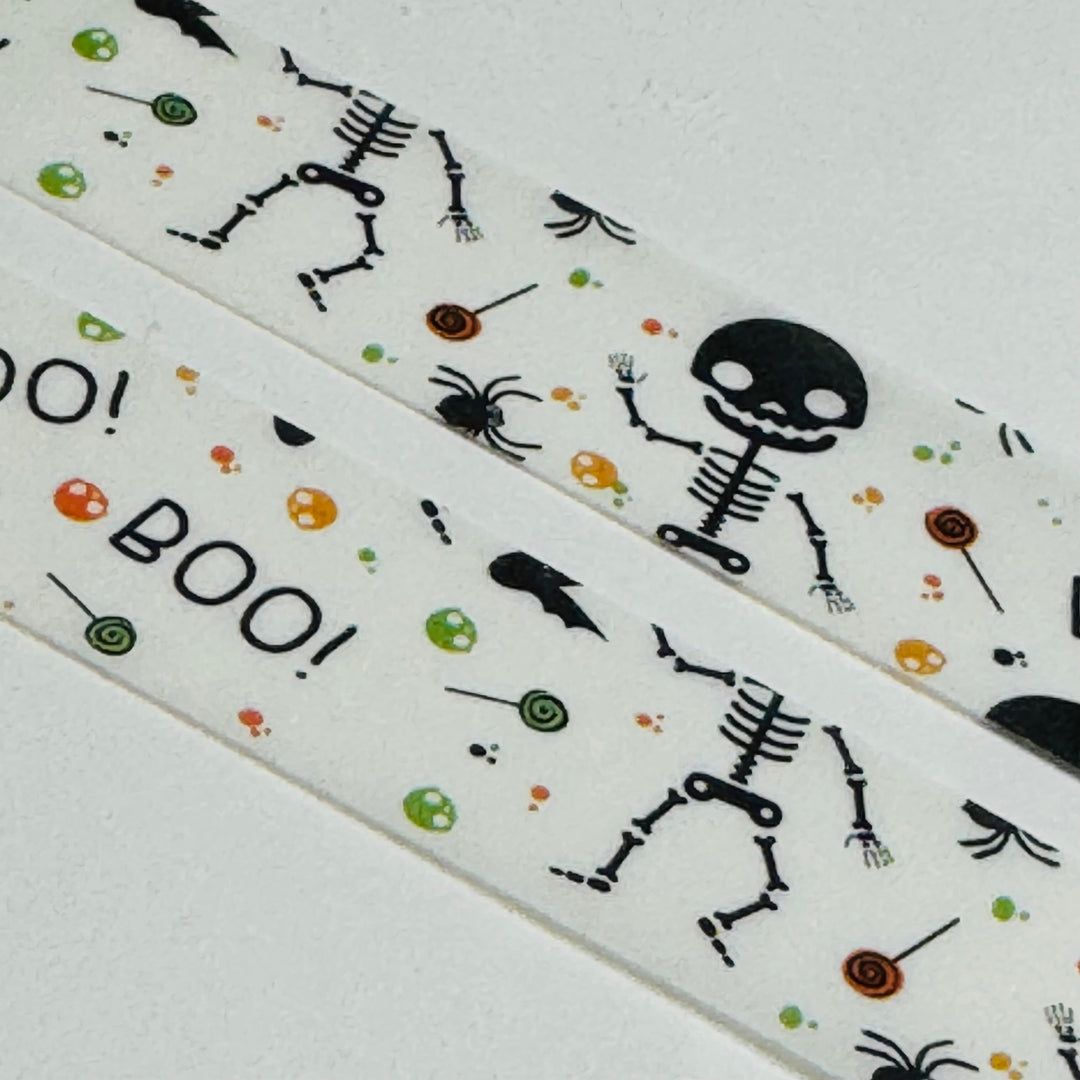 TRICK Or TREATING SKELETON Halloween Washi Tape ~ 1 Roll ~ 15mm x 10m (33 Feet)