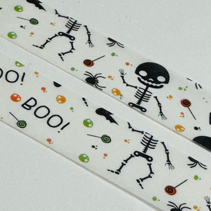 TRICK Or TREATING SKELETON Halloween Washi Tape ~ 1 Roll ~ 15mm x 10m (33 Feet)