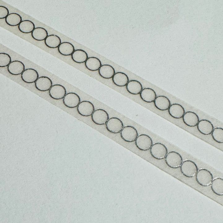 DELICATE TAMBOURINE CONCENTRIC Circles in Silver Foil World Craft Skinny Washi Tape ~ 1 Roll ~ 5mm x 5m (16 Feet)