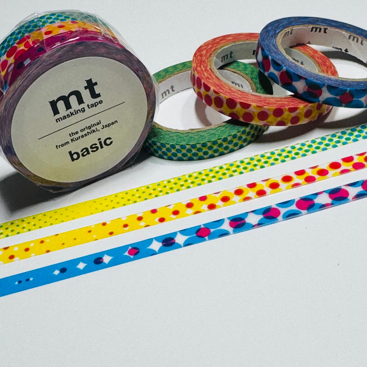 POLK DOTS ALL WAYS Collage Mt Thin Washi Tape Set ~ 3 Rolls ~ 6mm x 7m (23 Feet) Each