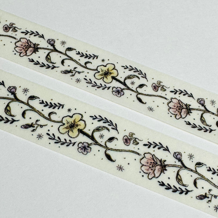 DAISY GARLAND Flower Girl Gold Foil Washi Tape Designed By BGM ~ 1 Roll ~ 15mm x 5m (16 Feet)