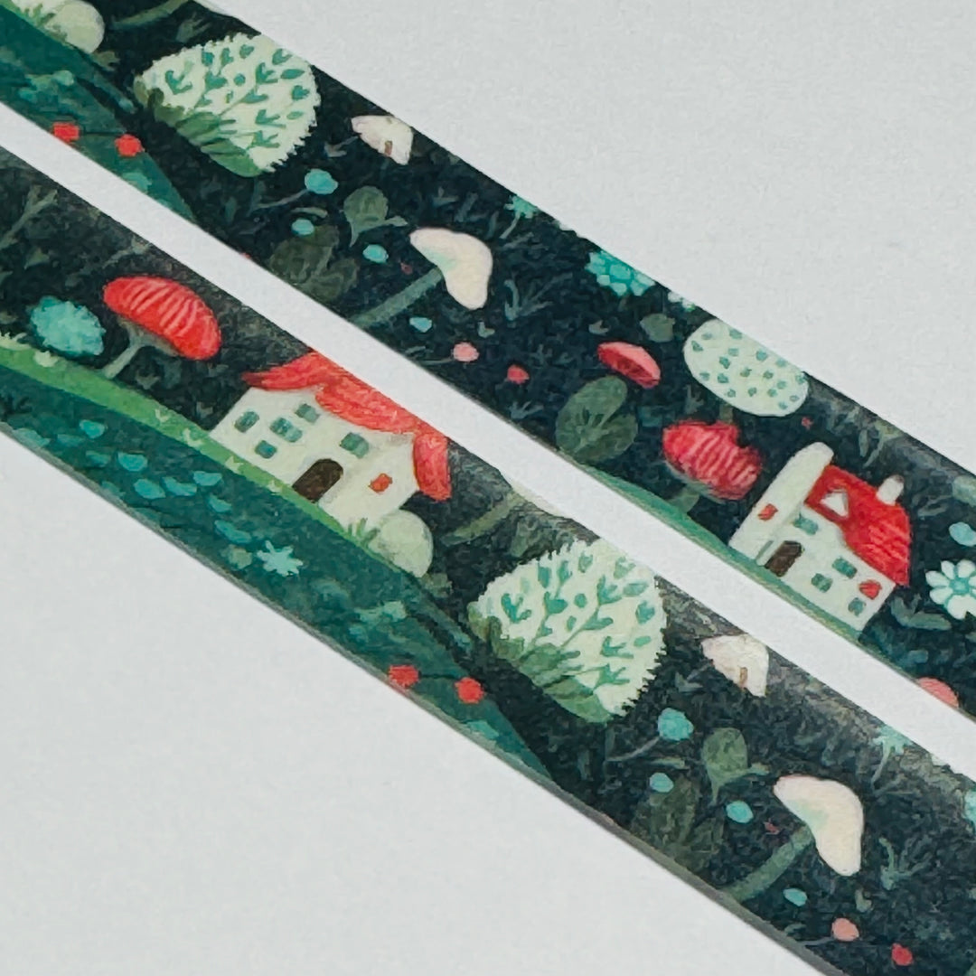 WHIMSICAL COTTAGE IN THE WOODS Washi Tape ~ 1 Roll ~ 15mm x 10m (33 Feet)