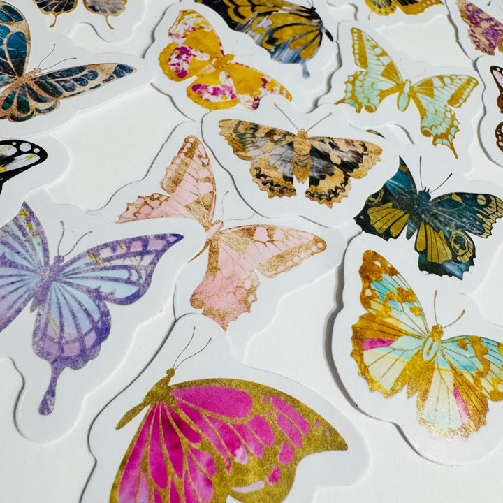 GUILDED AGE Of BUTTERFLIES Peelable Stickers  ~ 46 Pieces ~ Each Sticker is 38mm