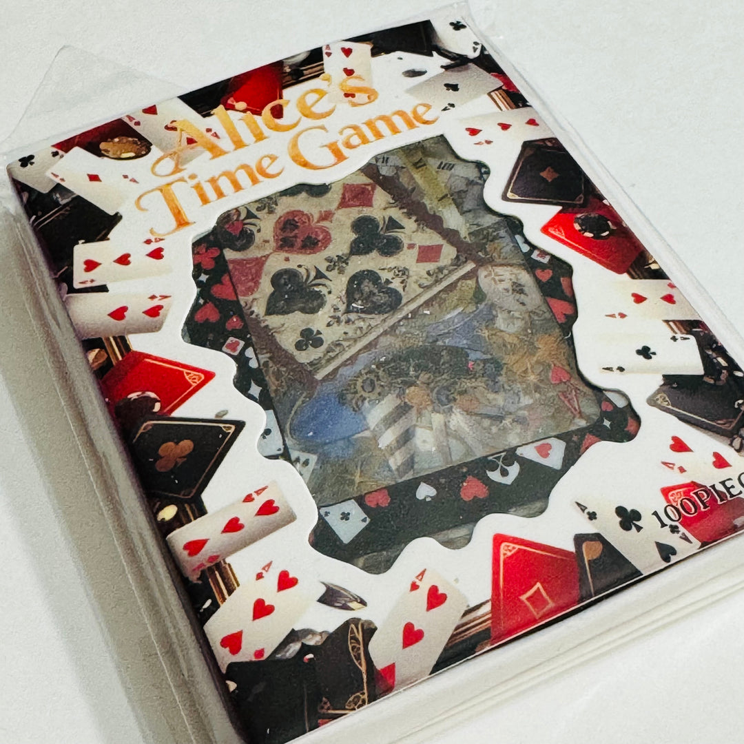 IT'S ALICE'S TIME GAME Matchbox Peelable Stickers Large Amount ~ 100 Pieces ~ 65-60mm Each