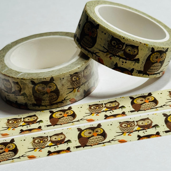 OWL-DORABLE FRIENDS HANGING OUT Washi Tape ~ 1 Roll ~ 15mm x 10m (33 Feet)
