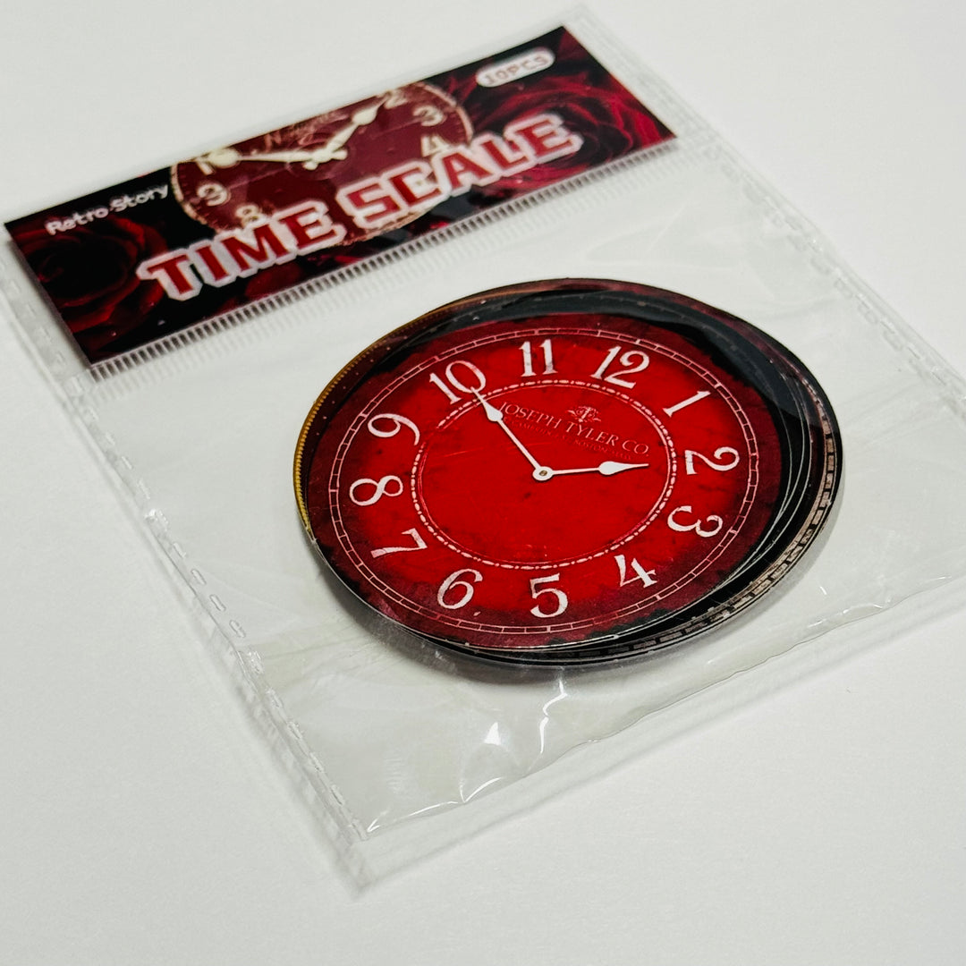 LOVELY VALENTINE CLOCK Ephemera Faces For Journals Scrapbooks and Planners  ~ 10 Pieces ~ Each Piece is 60mm