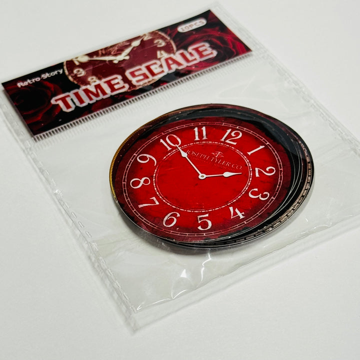 LOVELY VALENTINE CLOCK Ephemera Faces For Journals Scrapbooks and Planners  ~ 10 Pieces ~ Each Piece is 60mm