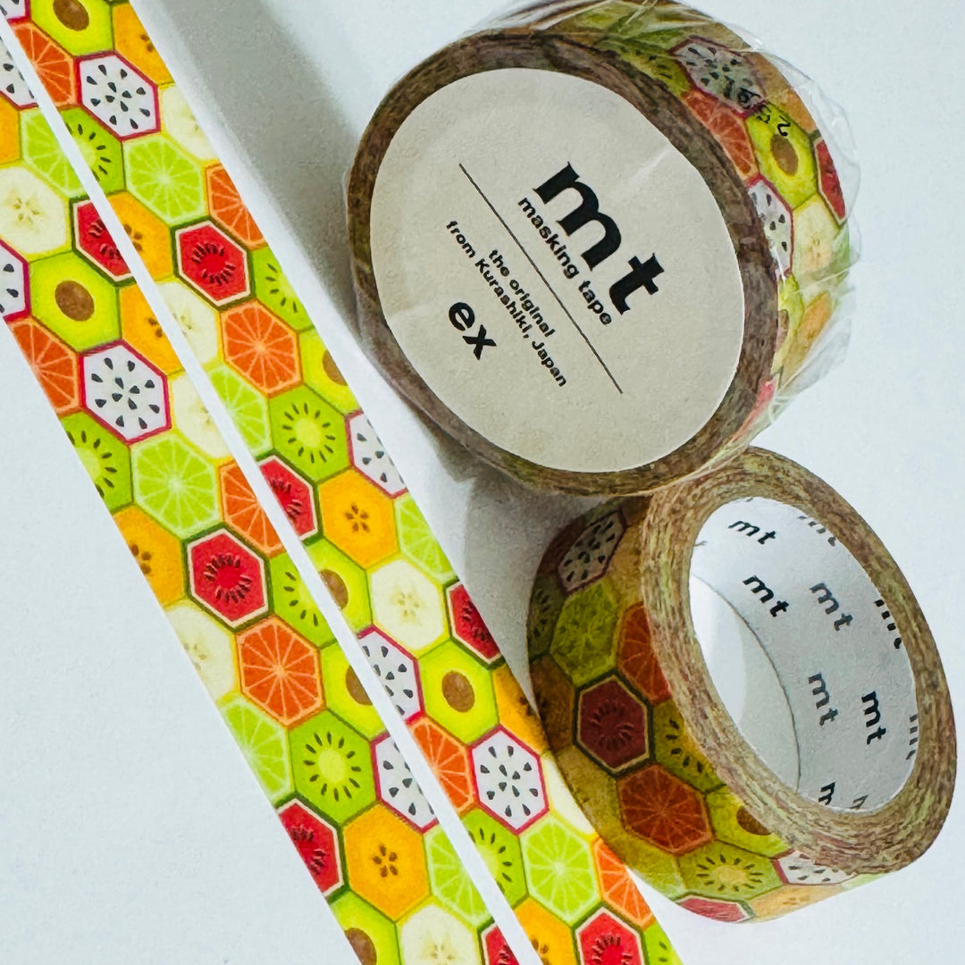 KIWI HEXAGON FRUITS Mt Washi Tape - 1 Roll  - 15mm x 7m (23 Feet)