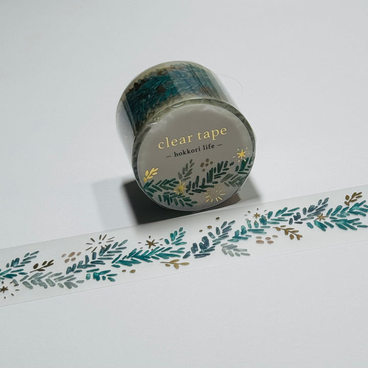 EVERGREEN CHRISTMAS GARLAND WITH STARS Mind Wave PET Washi Tape ~ 1 Roll ~ 30mm x 3m (10 Feet)