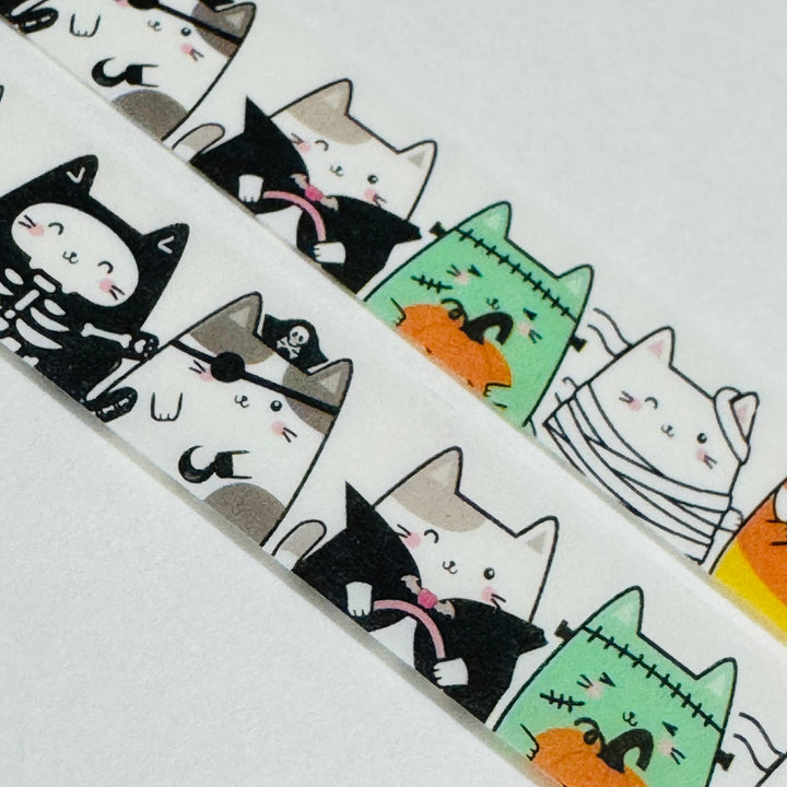 HALLOWEEN DRESSED-UP Cats Washi Tape - 1 Roll - 15mm x 10m (33 Feet)