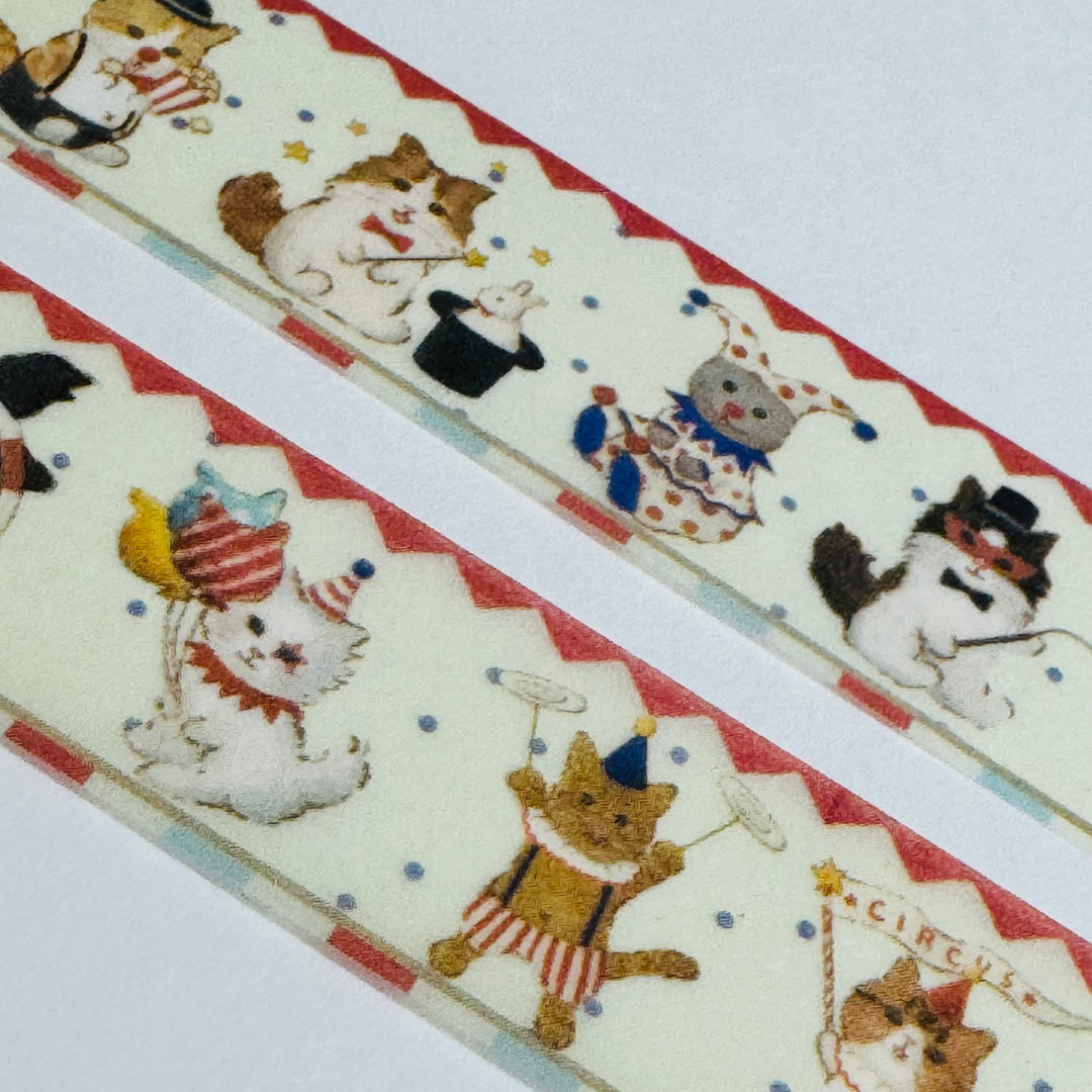 The CIRCUS KITTENS Are In Town Japanese Cat Washi Tape ~ 1 Roll ~ 20mm x 5m (16 Feet)