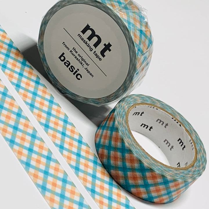 OVERLAP CHECKERED ORANGE Plaid Mt Washi Tape - 1 Roll - 15mm x 7m (23 Feet)