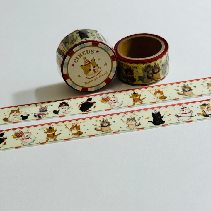 The CIRCUS KITTENS Are In Town Japanese Cat Washi Tape ~ 1 Roll ~ 20mm x 5m (16 Feet)