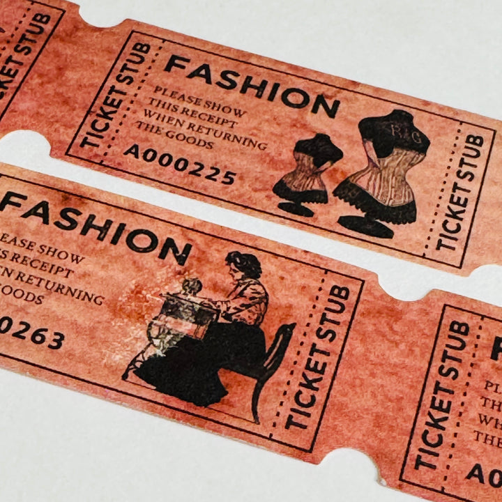VINTAGE FASHION SEWING Forms Red Kraft Tickets Washi Tape ~ 1 Roll ~ 25mm x 3m (10 Feet)
