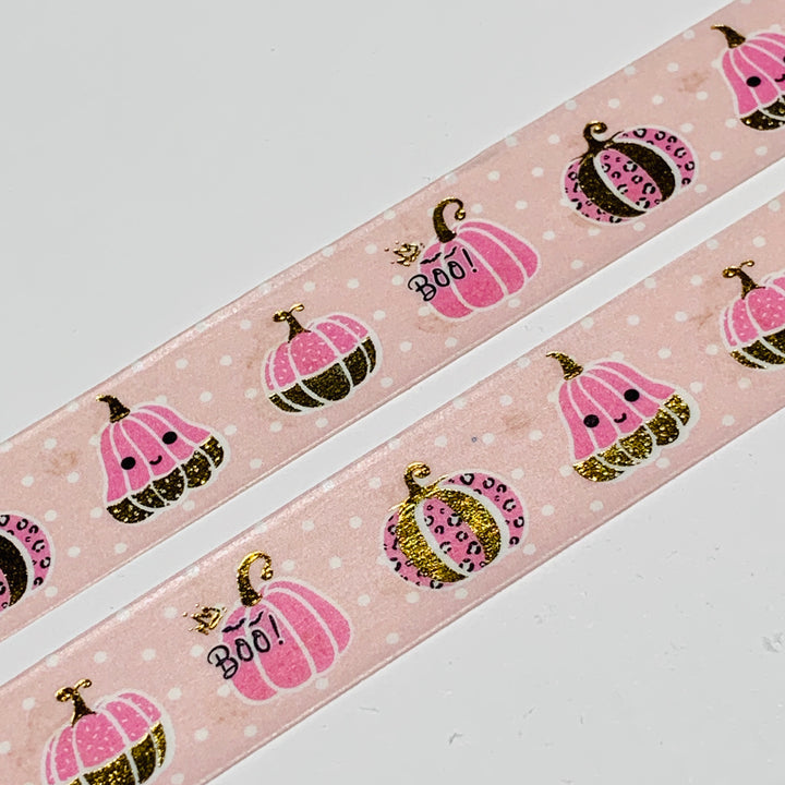 PRINCESS PUMPKINS & GOURDS With Gold Foil Halloween Washi Tape ~ 1 Roll ~ 15mm x 10m (33 Feet)