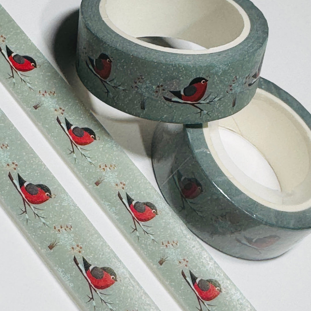 WINTER RED SNOW BIRDS In FLURRIES Washi Tape ~ 1 Roll ~ 15mm x 10m (33 Feet)