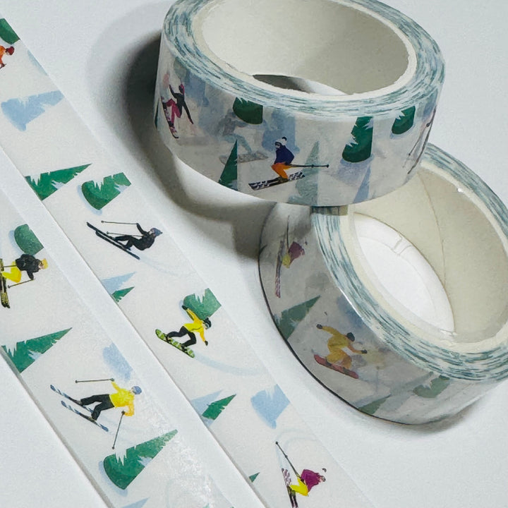 WINTER SNOWBOARDING & SKIING Washi Tape ~ 1 Roll ~ 15mm x 10m (33 Feet)