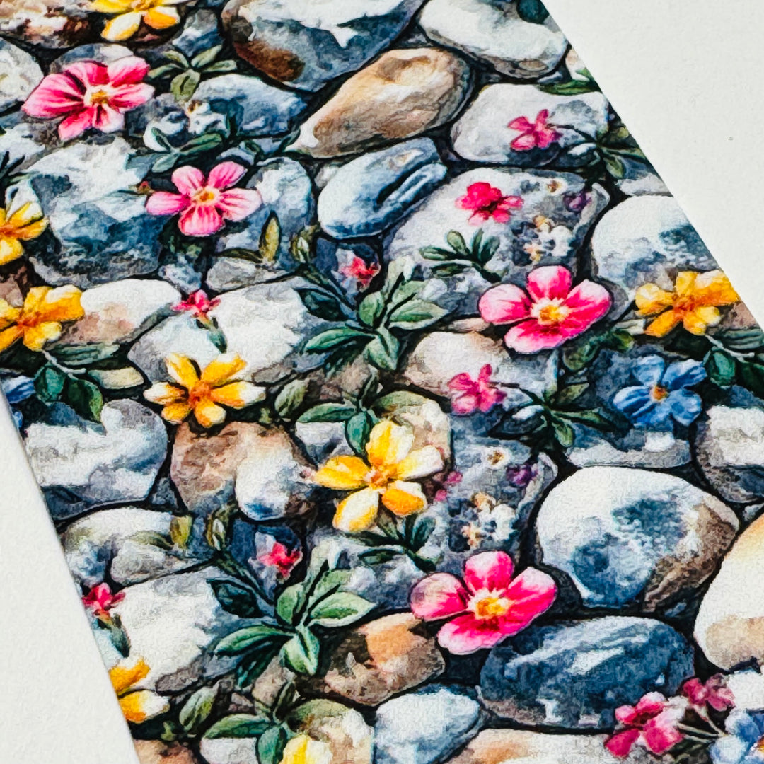 PEBBLES PATHWAY With FLOWERS PET Washi Tape ~ 1 Roll ~ 40mm x 2m (7 Feet)