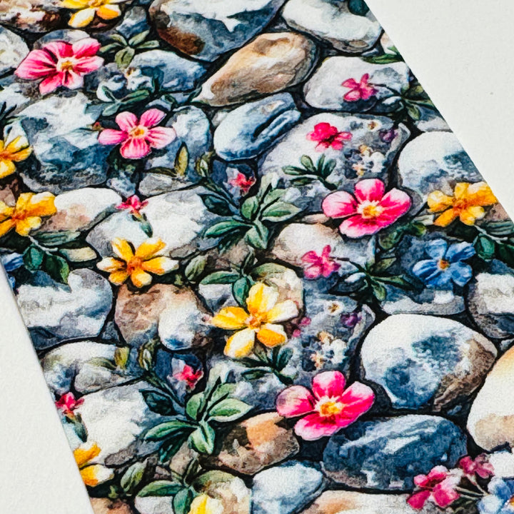 PEBBLES PATHWAY With FLOWERS PET Washi Tape ~ 1 Roll ~ 40mm x 2m (7 Feet)