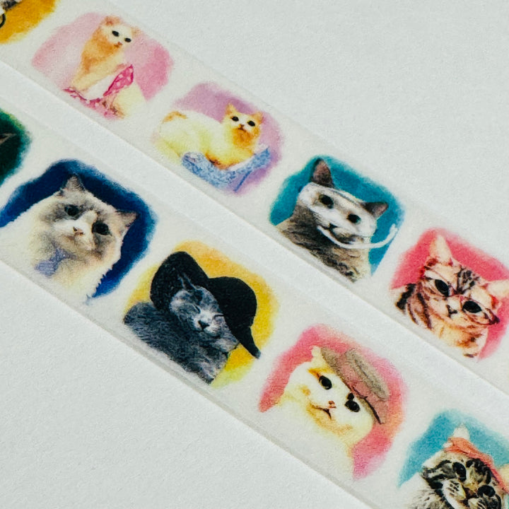 CATS With MANY HATS Japanese Kitten Washi Tape ~ 1 Roll ~ 15mm x 5m (16 Feet)