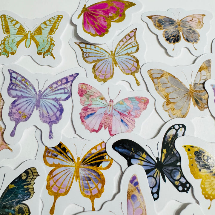 GUILDED AGE Of BUTTERFLIES Peelable Stickers  ~ 46 Pieces ~ Each Sticker is 38mm