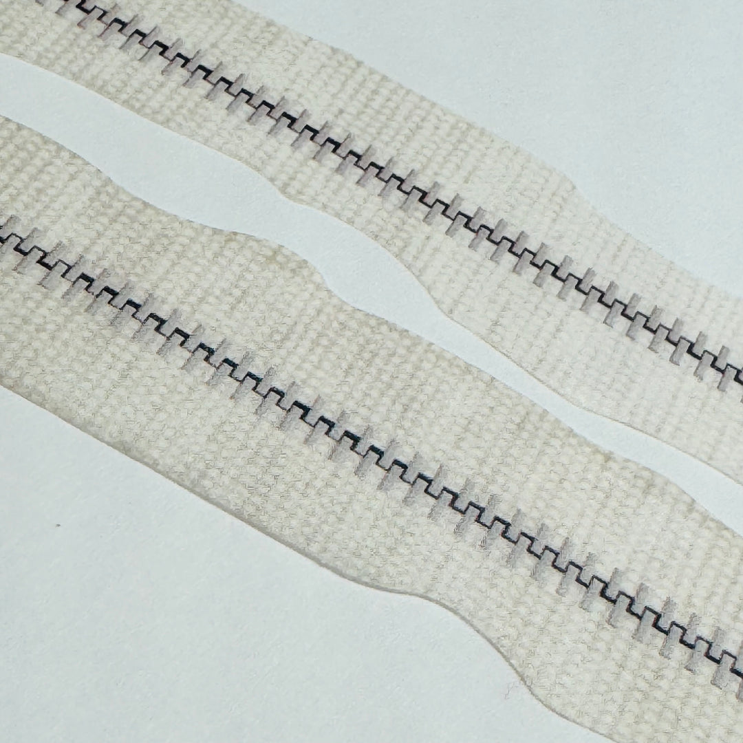 ZIPPER WHITE FAUX Fabric Paper Washi Tape ~ 1 Roll ~ 18mm x 3m (10 Feet)