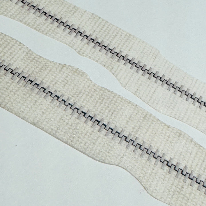 ZIPPER WHITE FAUX Fabric Paper Washi Tape ~ 1 Roll ~ 18mm x 3m (10 Feet)