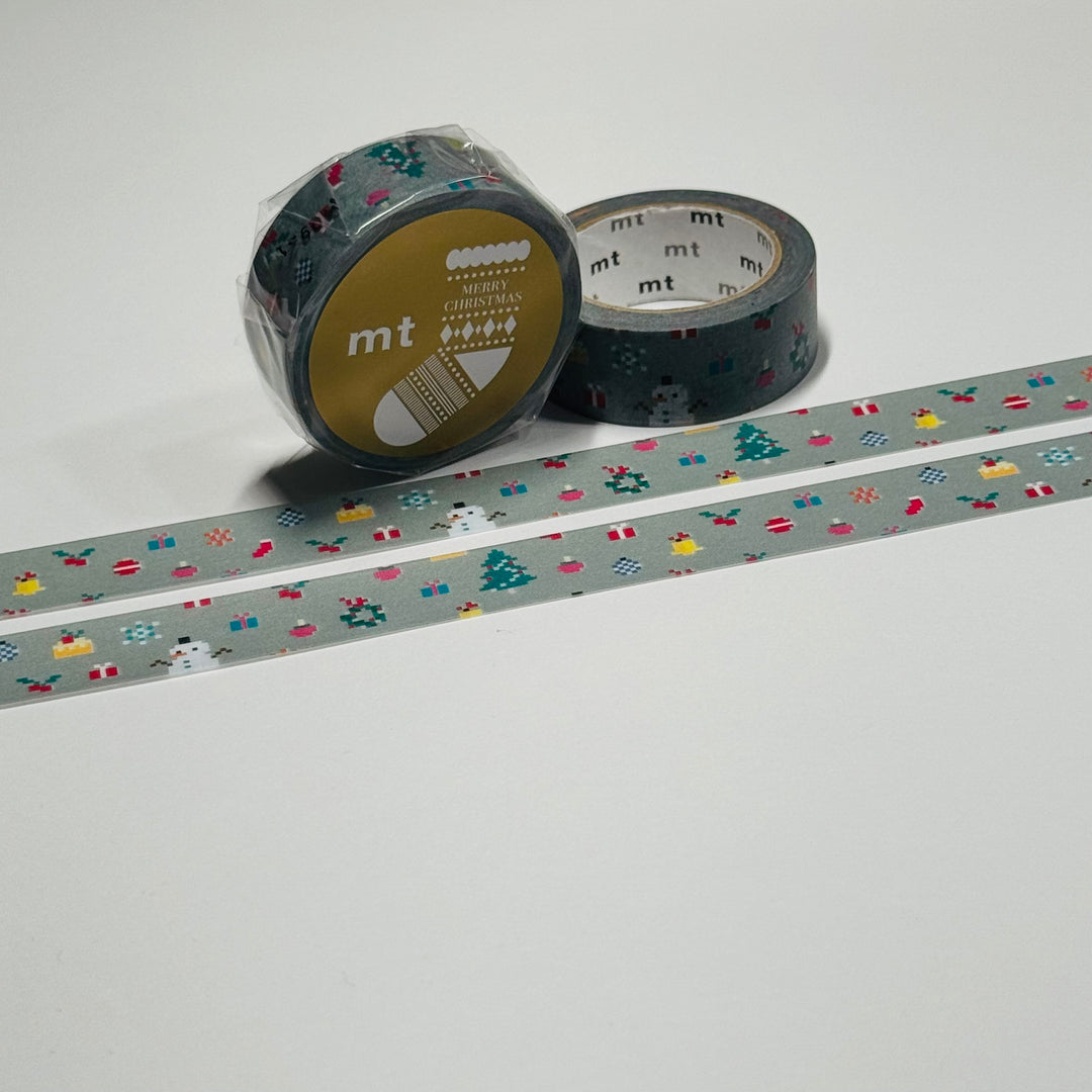 PIXEL CHRISTMAS TIME GRAPHICS MT Washi Tape ~ 1 Roll ~ 15mm x 7m (23 Feet)