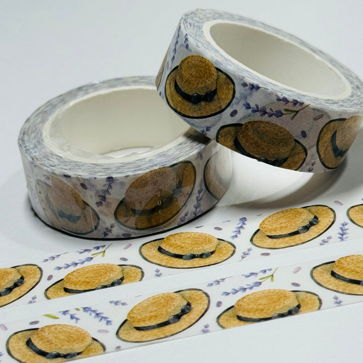 GARDENING HAT LAVENDER GARDEN Floral Washi Tape ~ 1 Roll ~ 15mm x 10m (33 Feet)