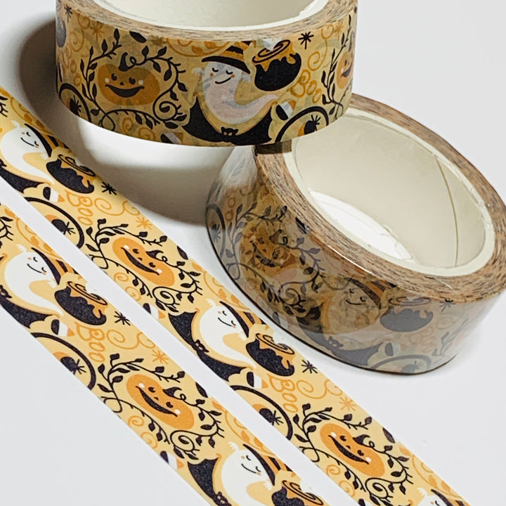 NON-CHALANT GHOSTS & VINES Halloween Washi Tape ~ 1 Roll ~ 15mm x 10m (33 Feet)