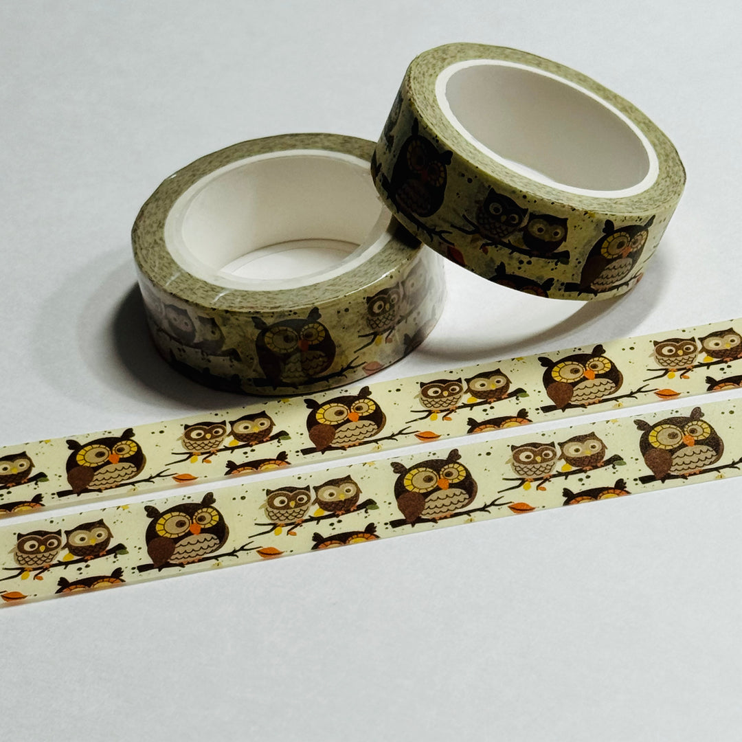 OWL-DORABLE FRIENDS HANGING OUT Washi Tape ~ 1 Roll ~ 15mm x 10m (33 Feet)