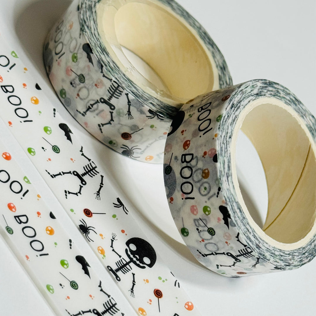 TRICK Or TREATING SKELETON Halloween Washi Tape ~ 1 Roll ~ 15mm x 10m (33 Feet)