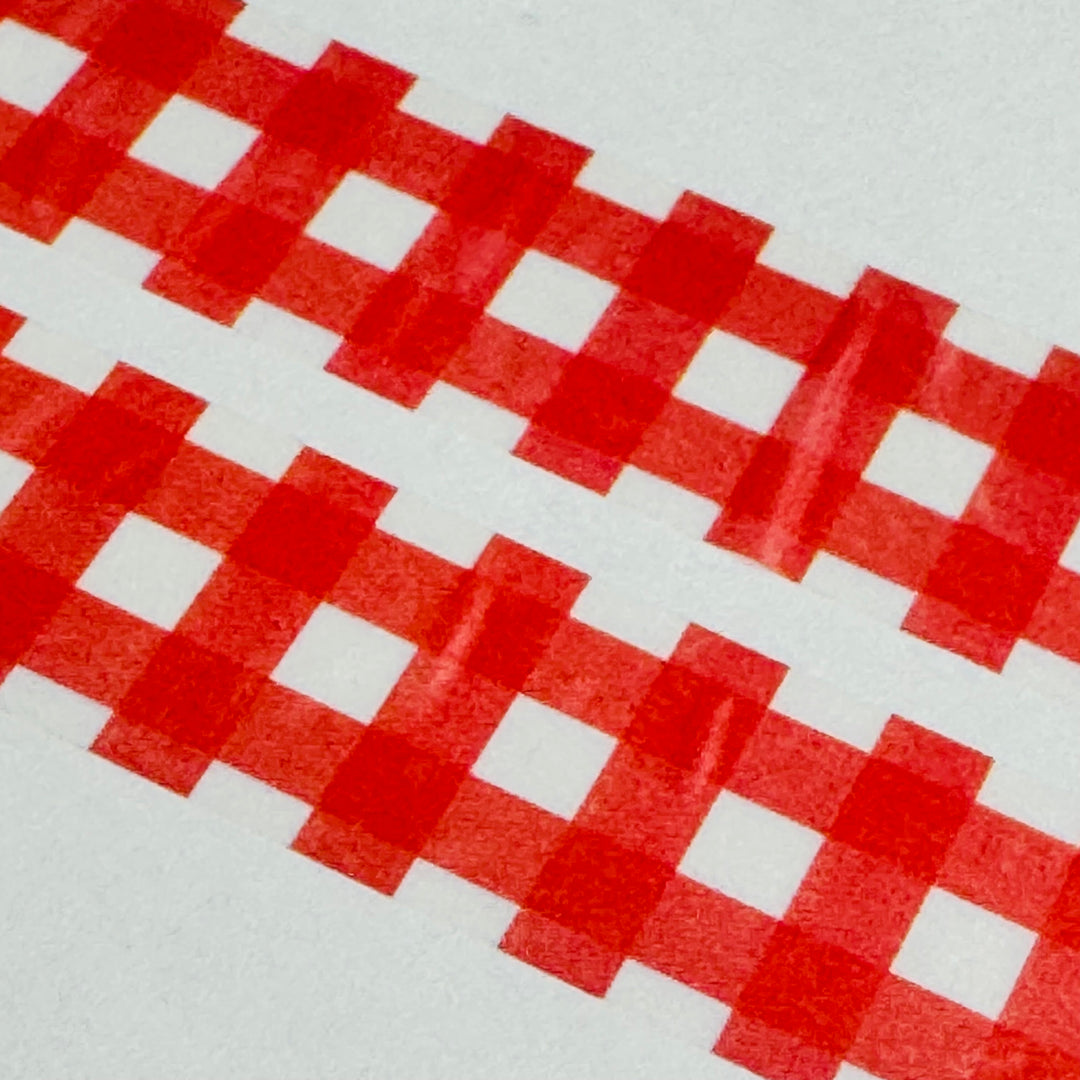 PATRIOTIC PICNIC PLAID Red World Craft Clear Washi Tape ~ 1 Roll ~ 15mm x 5m (16 Feet)