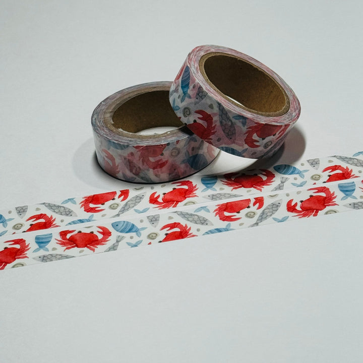 FEELING A BIT CRABBY Ocean Life Washi Tape ~ 1 Roll ~ 15mm x 10m (33 Feet)