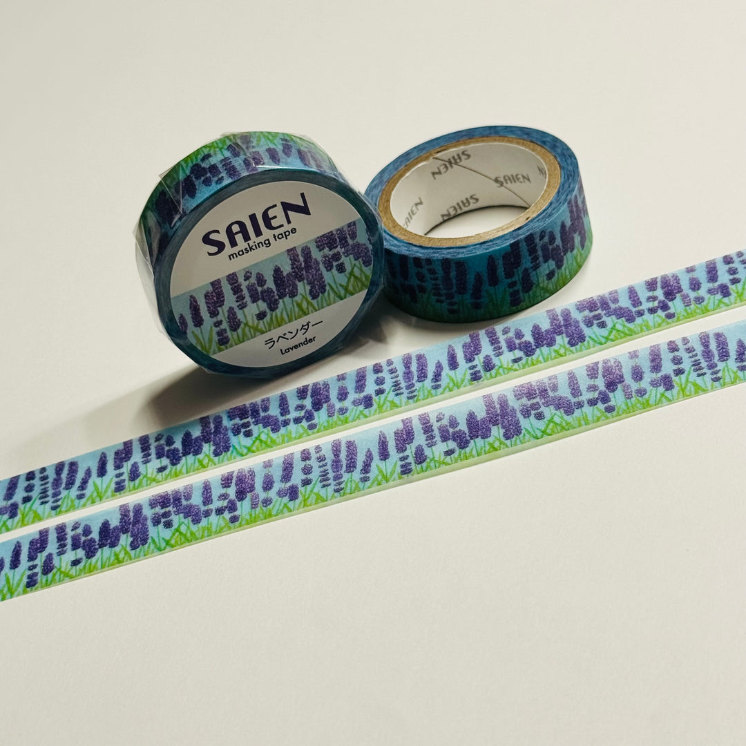 LAVENDER FIELDS APLENTY Saien Masking Washi Tape ~ 1 Roll ~ 15mm x 7m (23 Feet)